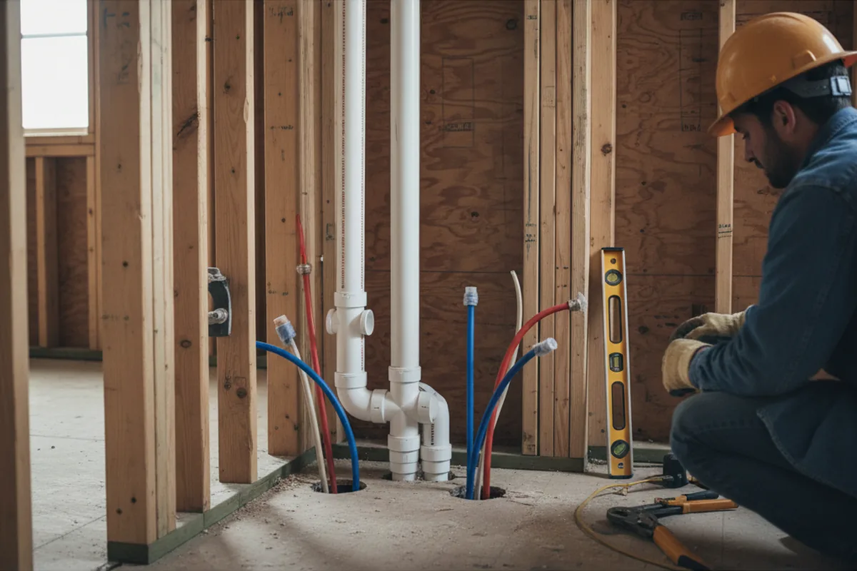 Drain and supply rough-in during Toilet Repair and Installation in Clayton